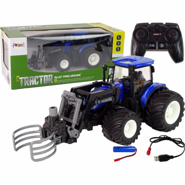 Dálkově ovládaný traktor LeanToys s Grabber Blue
