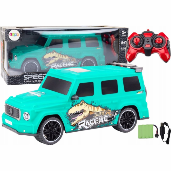 LeanToys RC auto na dálkové ovládání s dinosaurem v měřít...