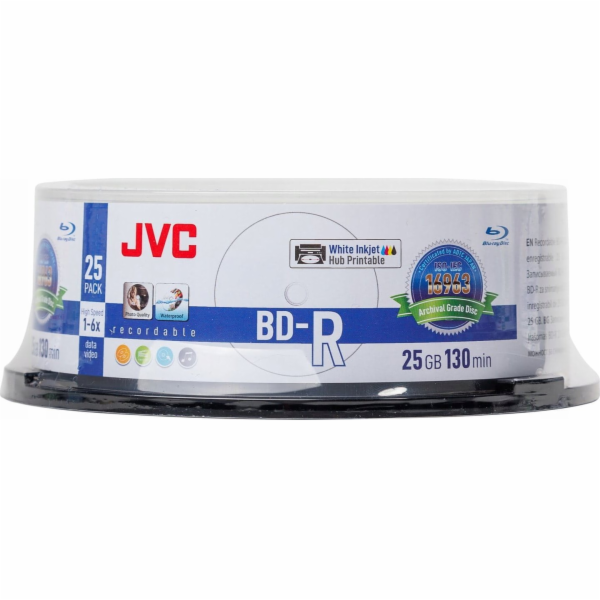 JVC JVC BD-R 25GB 6X INKJET BÍLÝ ARCHIVNÍ TISKNUTÉ VODOTĚ...