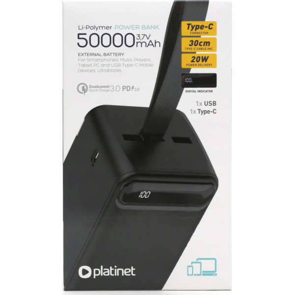 Powerbanka Platinet Platinet 50000mAh PMPB5020B, černá