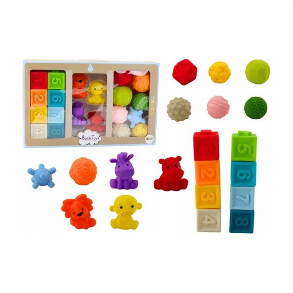 LeanToys měkké vzdělávací bloky do vany 20 kusů tvarů zvířat