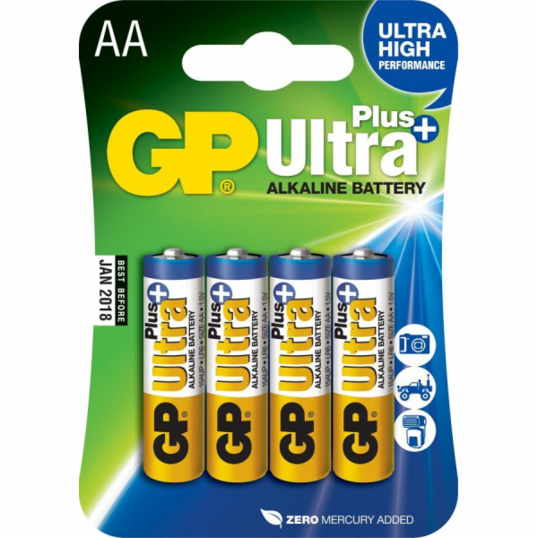 Baterie AA (R6) alkalická GP Ultra Plus Alkaline  4 ks