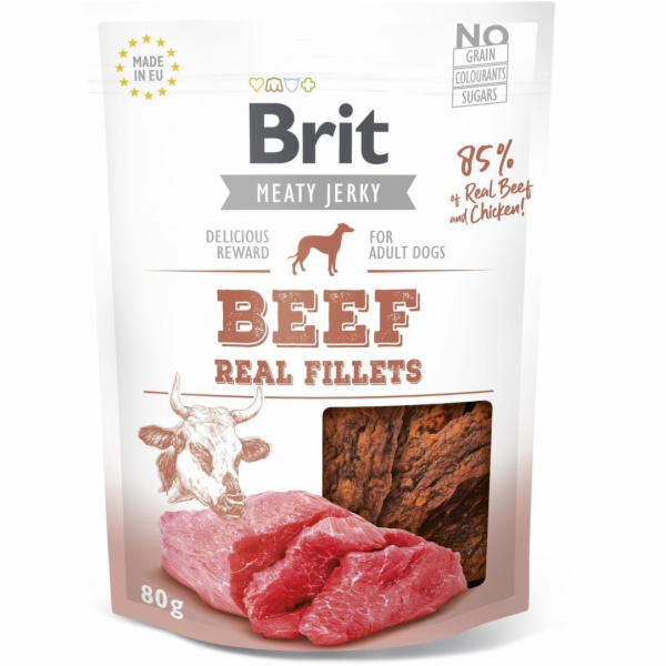 Brit Jerky Beef Real Fillets - Hovězí - psí pamlsek - 80 g