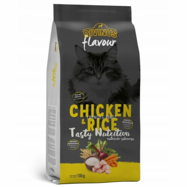 DIVINUS Flavour Kuře s rýží - suché krmivo pro kočky - 18 kg
