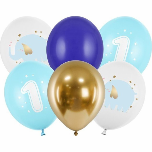 PartyDeco Latexové narozeninové balónky pro roční dítě, m...