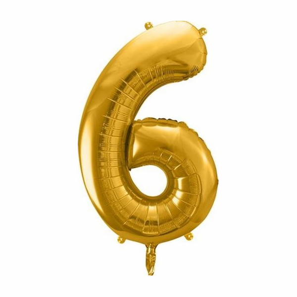 Party Deco Foil balónek číslo 6, 86cm, univerzální zlatý
