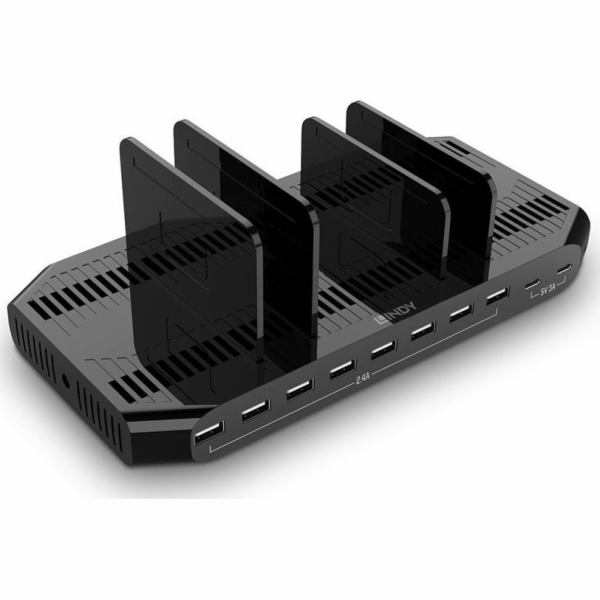 Lindy 120W 10portová USB nabíjecí stanice, 8x USB-A + 2x ...