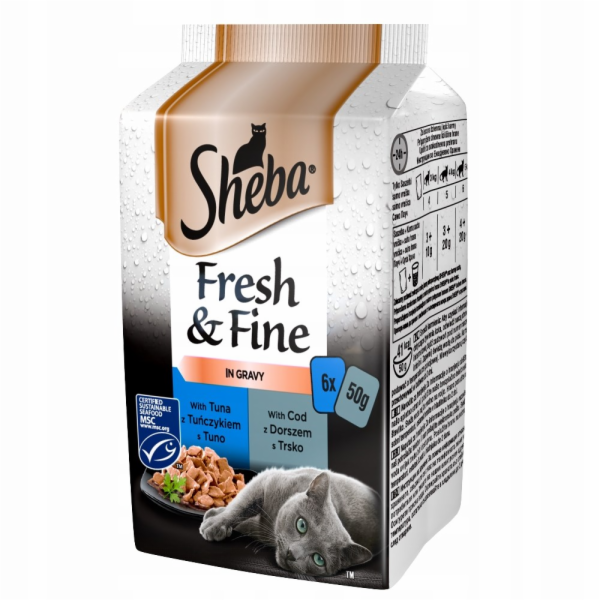 SHEBA Fresh Fine Tuna and cod in gravy - mokré krmivo pro...