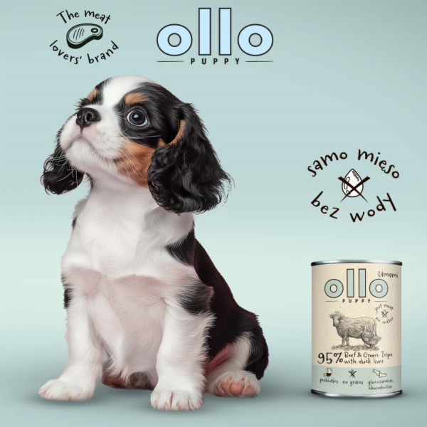 OLLO Puppy Umami Hovězí a Zelené Dršťky s Kachními Játry ...