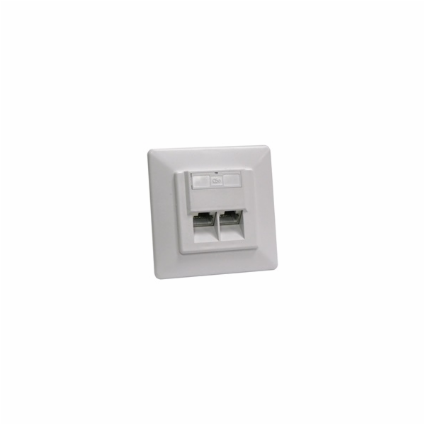 Zásuvka STP 2x RJ45 Cat5E, duální svorkovnice, pod omítku