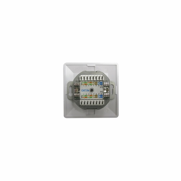 Zásuvka STP 2x RJ45 Cat5E, duální svorkovnice, pod omítku