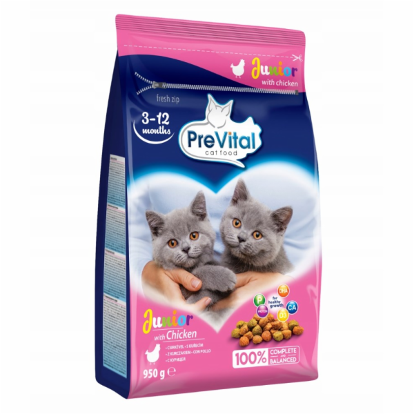PREVITAL Junior Chicken - suché krmivo pro kočky - 950g