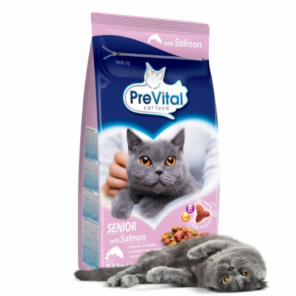 PREVITAL Senior Salmon - suché krmivo pro kočky - 1,4kg