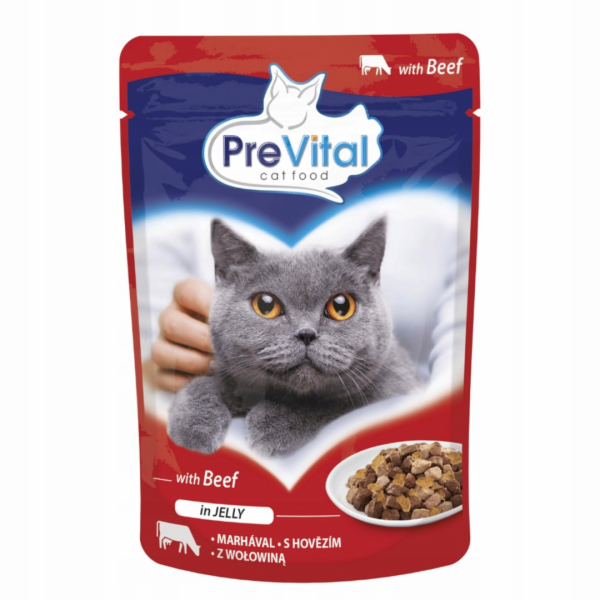 PREVITAL Beef in jelly - mokré krmivo pro kočky - 100g