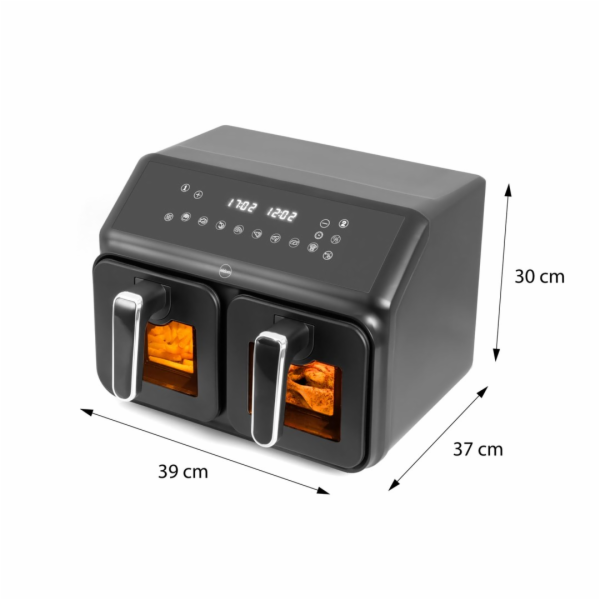 Dvojitá beztuková fritéza, 2200 W, objem 8 l, LED displej