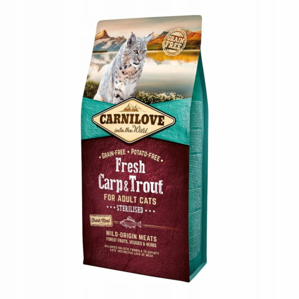 CARNILOVE Cat Sterilised Čerstvý Kapr a Pstruh - suché kr...