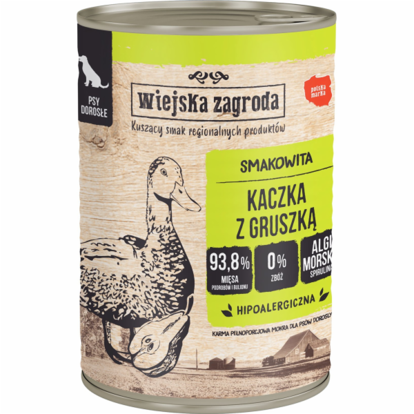 WIEJSKA ZAGRODA Duck with pear - vlhké krmivo pro psy - 400g