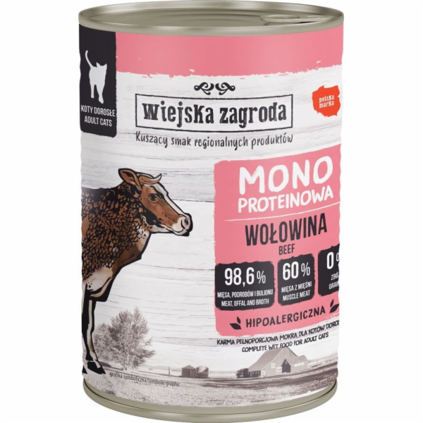 WIEJSKA ZAGRODA Monoprotein beef - mokré krmivo pro kočky...