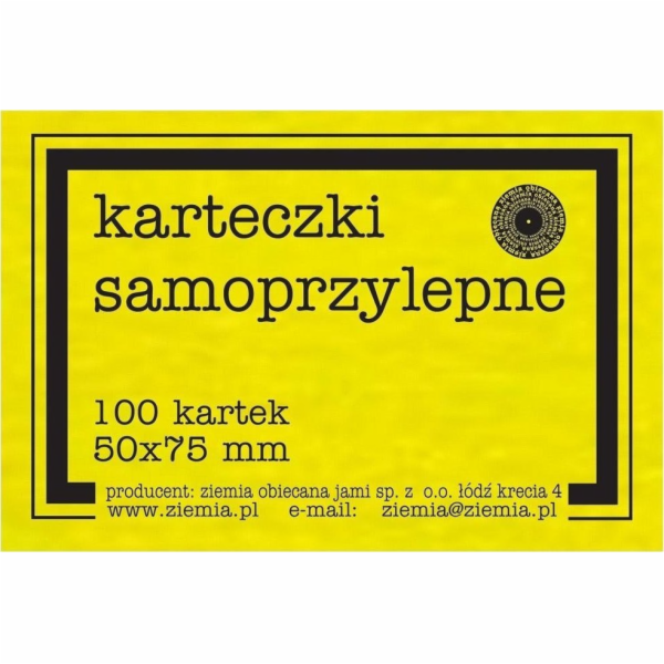 Self -adhesivní fluo 50x75mm 100k žluté karty