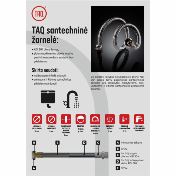 Směšovací hadice Tucai Taq Grif, M10, L37, V3/8", 40 cm