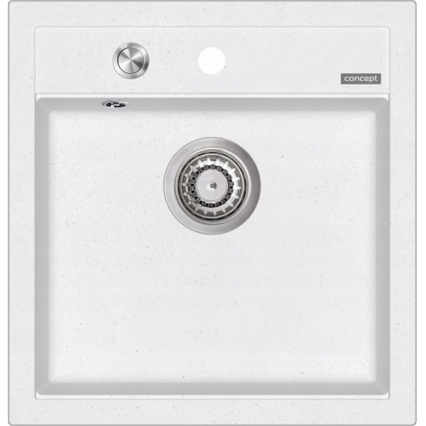 CONCEPT Granitový dřez bez odkapu DG00C50wh Cubis BÍLÝ