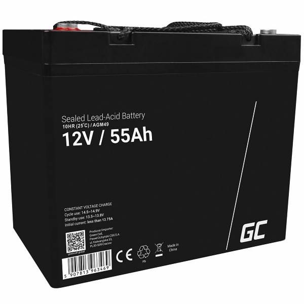 Green Cell AGM VRLA 12V 55Ah maintenance-free battery for...
