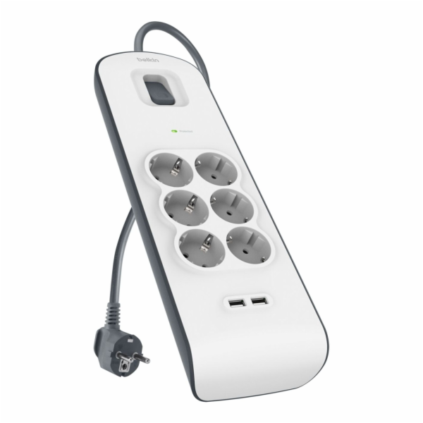 Belkin Surge Prot.Strip 6 outlet 2xUSB-A, 2m Cable BSV604...