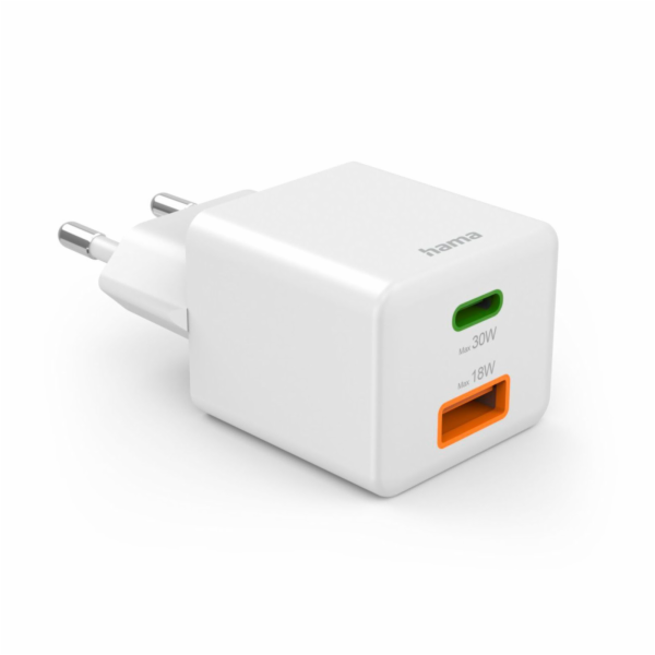Hama Mini-Schnellladegrät PD 30W 1xUSB-C/1xUSB-A weiß    ...