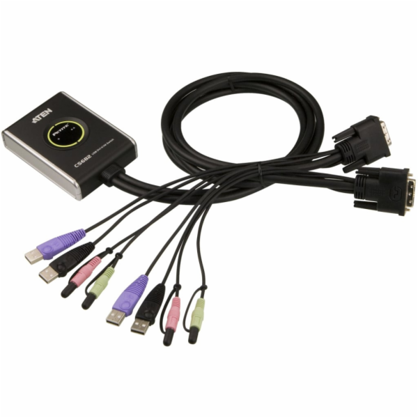 ATEN přepínač KVM 2-port DVI KVMP USB2.0, mini, audio, 1....