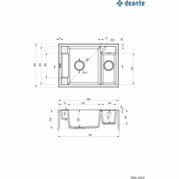 Deante ZRM_T503 magnetický granitový dřez 