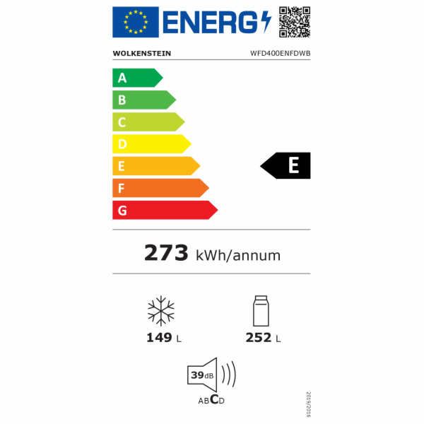 Wolkenstein WFD400ENFDWB kombinace lednice 252l s mrazáke...