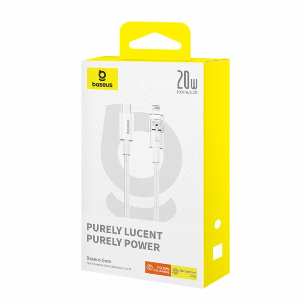 Baseus Gem Rychlonabíjecí kabel USB-C na iP 1 m 20 W Bílá