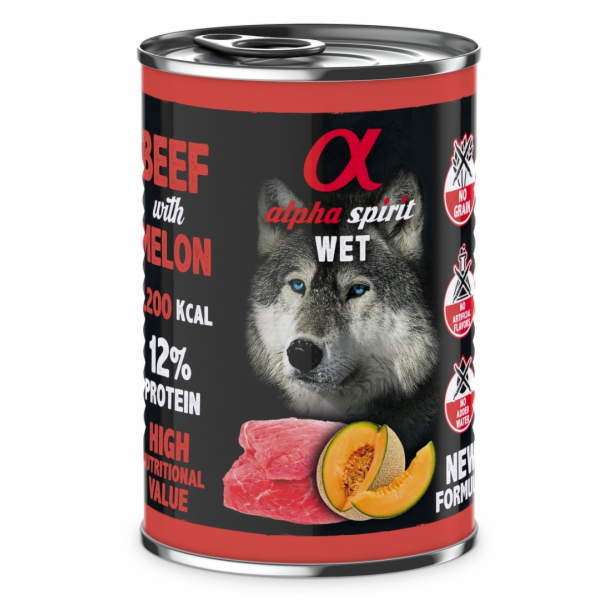 ALPHA SPIRIT WET Oksekod med melon - vadfoder til hunde -...