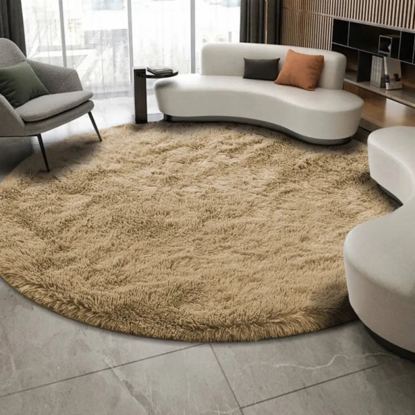 Strado Kulatý koberec Shaggy Strado 150x150 CappuccinoCam...