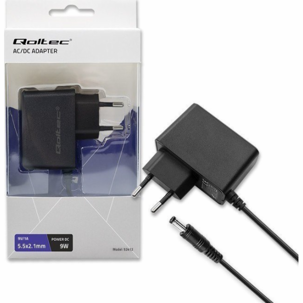 Qoltec 9W zásuvný zdroj | 9V | 1A | 5,5*2,1