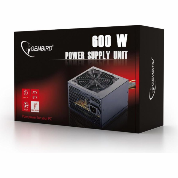 Gembird Zdroj ATX 80+Bronze 600W aktivní PFC, 12cm ventil...