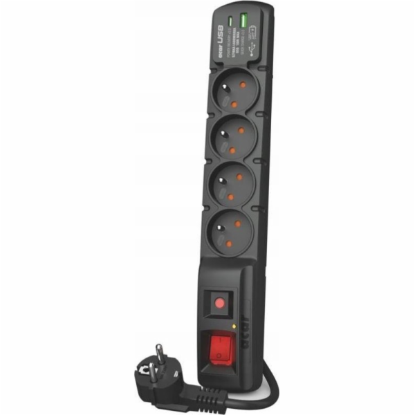 Acar Napájecí proužek F4 USB A+C 3m 4x 230V PD3.0 QC černý