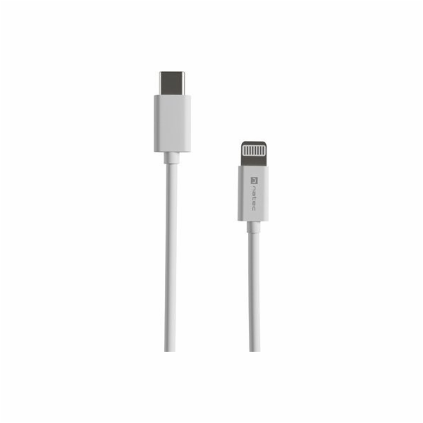 Natec Lightning (M)->USB-C (M) Kabel 1m MFI Prati White