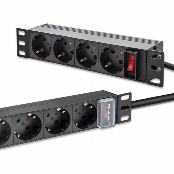 Qoltec PDU napájecí lišta pro 10" RACK | 1U | 16A | 4xSch...