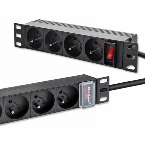 Qoltec PDU napájecí lišta pro 10" RACK | 1U | 16A | 4xfra...