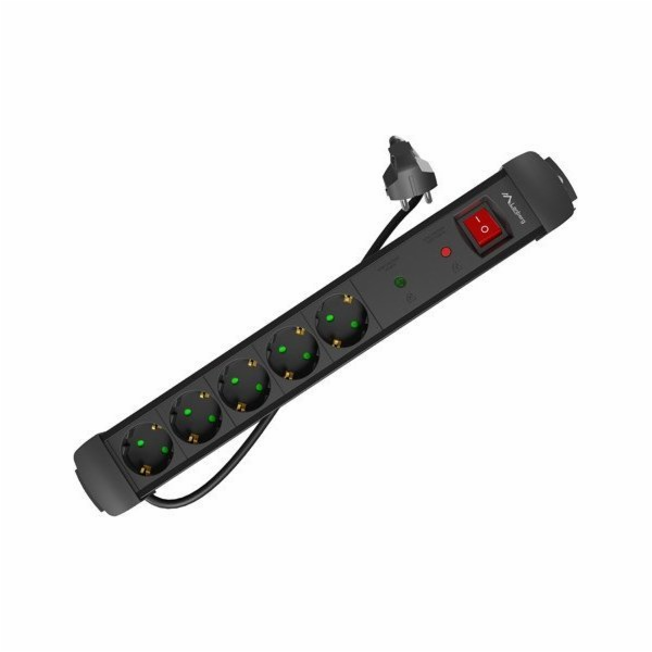 Lanberg Napájecí lišta 1,5m 5x230 SC SP1-05F-0150-BK