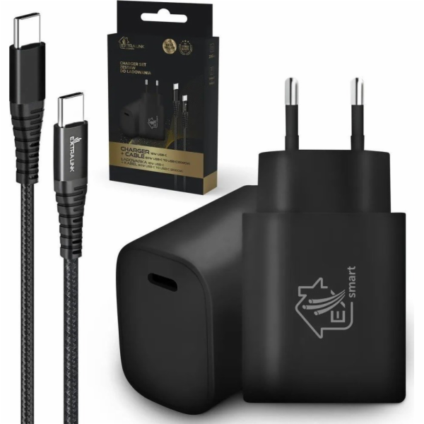 Extralink Sada Smart Life USB Type-C to Type-C, 200 cm, č...