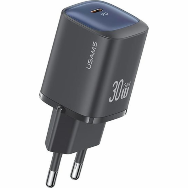 USAMS 30W GaN USB-C rychlé nabíjení nástěnná nabíječka černá