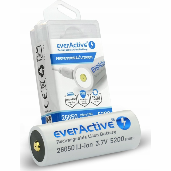 everActive  26650 3,7V Li-ion baterie 5200 mAh micro USB