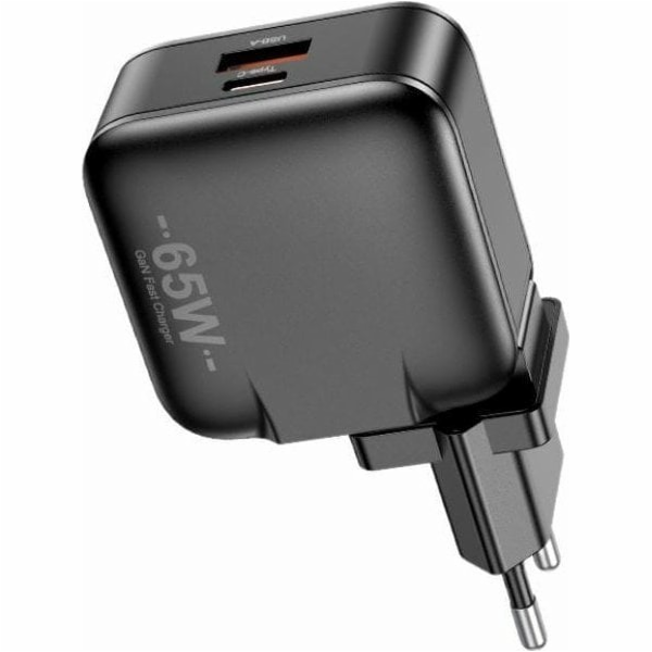 AWEI GaN 65W USB+USB-C EU+US nástěnná nabíječka
