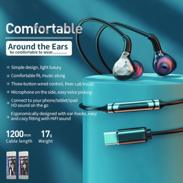 WEKOME Kabelová sluchátka řady Blackin - HiFi 3,5 mm Jack...
