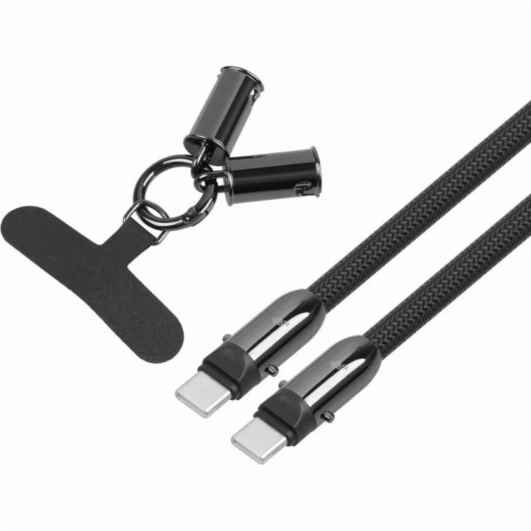 TB 2v1 USB C kabel Lanyard 1,2m černý