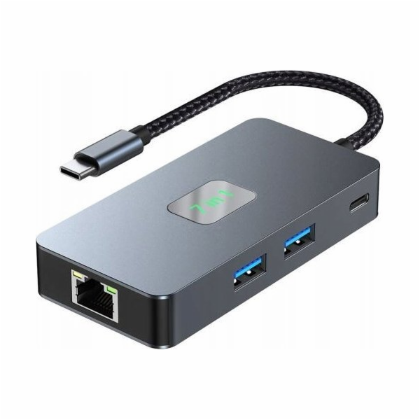 TB HUB USB C adaptér (7v1) HDMI USB SD/TF RJ45 (2500 Mbps...