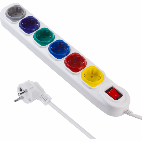 Maclean Prodlužovací kabel 6 zásuvek 1,5m MCE509 W 250VAC...
