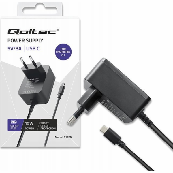 Qoltec Super FAST PD nabíječka pro Raspberry PI 4 | USB-C...